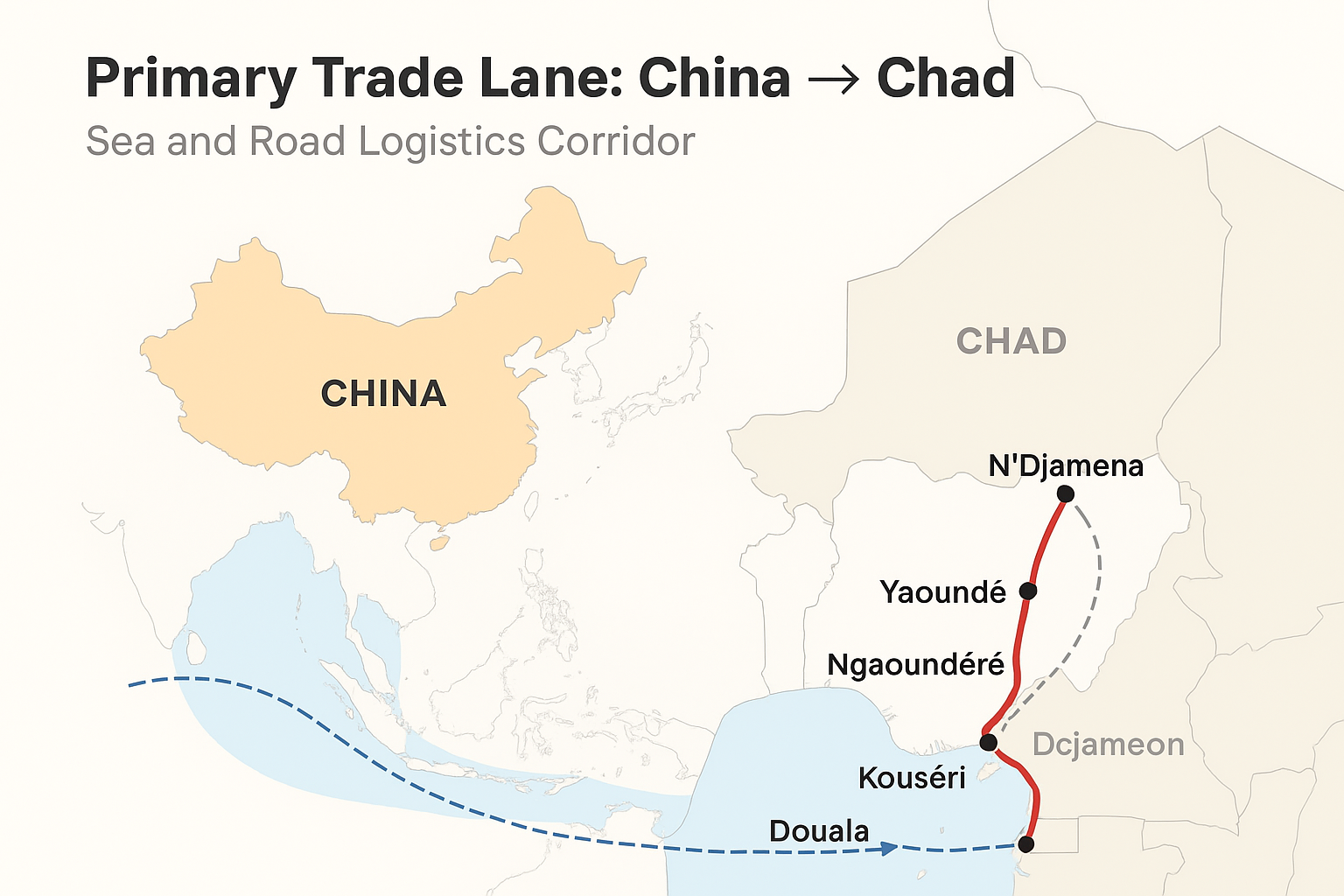 China to Chad route